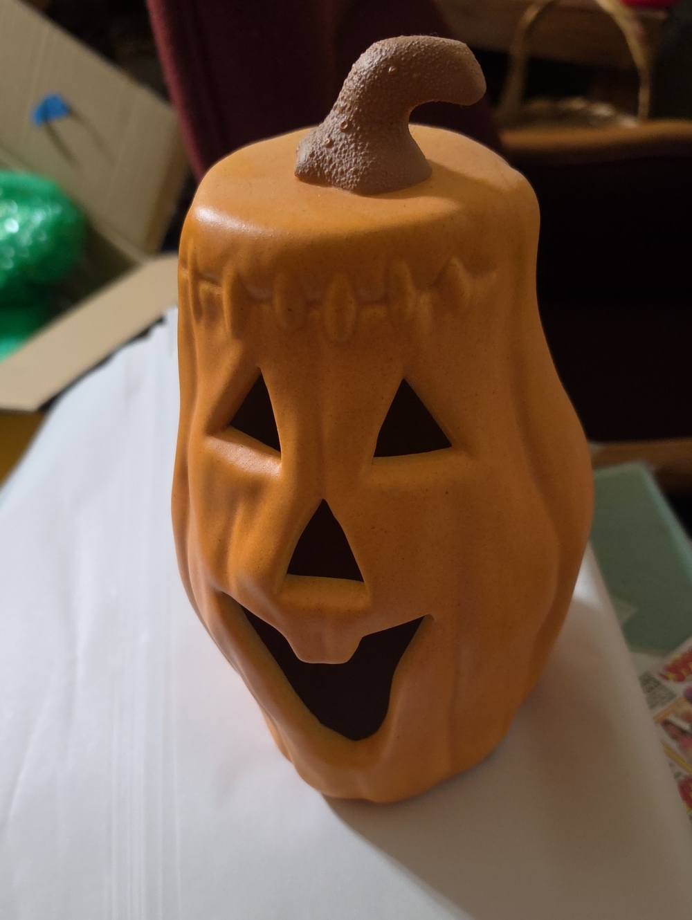 Orange Ceramic Jack-O'-Lantern Luminary Unknown Brand
